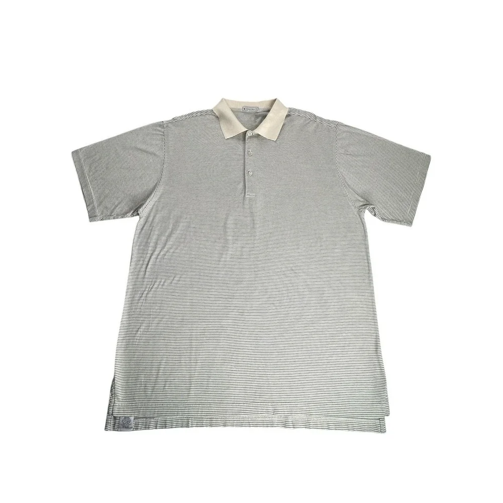 Peter Millar Men's Tan Polo Shirt Size Large Cotton Stripe